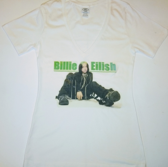 Women V Neck Billie Eilish T shirt - Picture 2 of 4